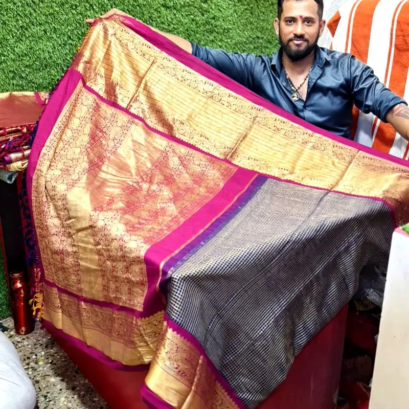 Old kanchipuram silk saree with gold zari selling in Chennai